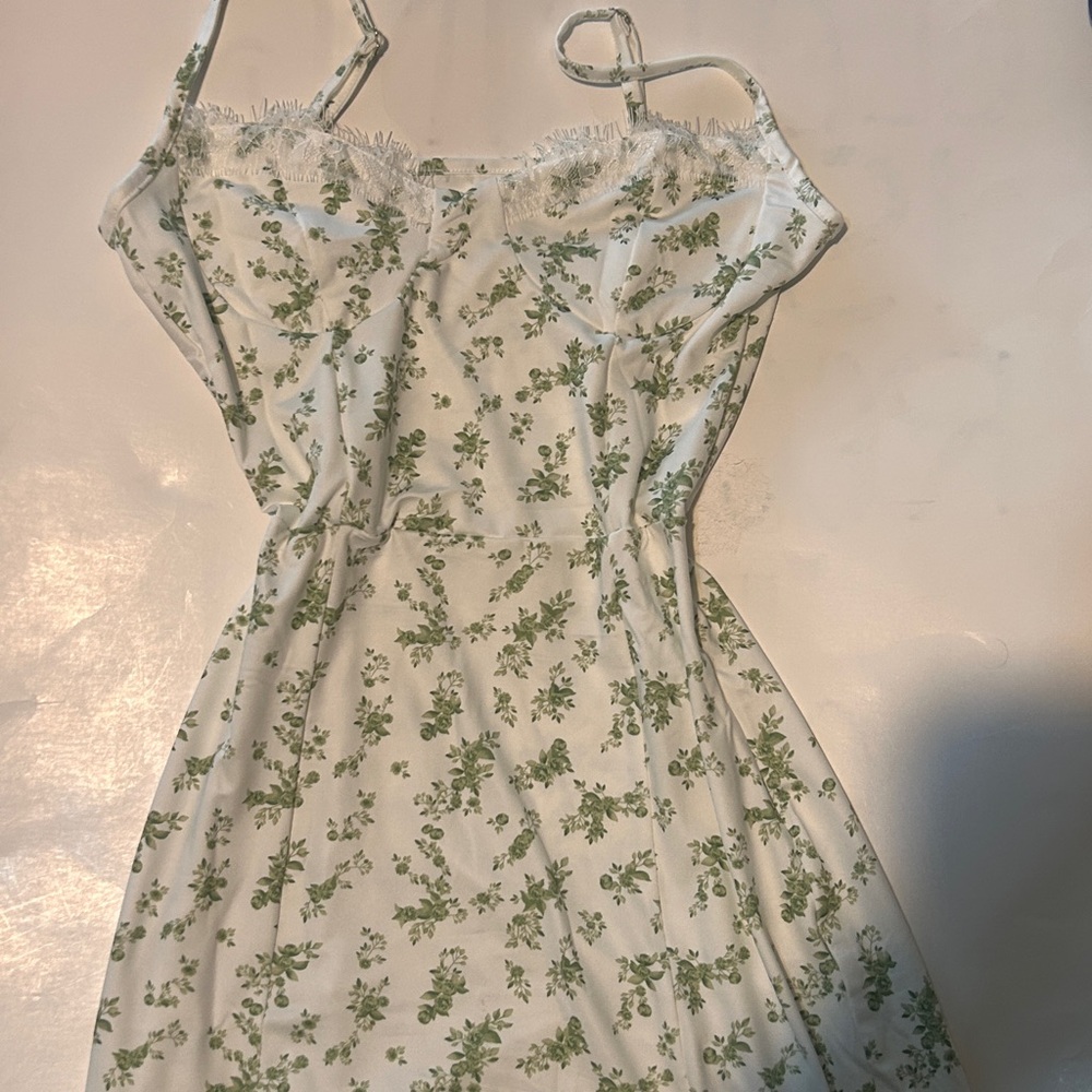 Floral Green and White Women's Dress